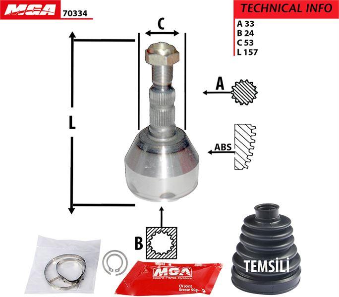 MGA 70334 CV Joint Outer (Opel: Astra H 1.3 CDTi / 1.7Cdti) 33×24×53 — Axles, CV Joints & Boots