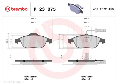 Brembo P23075 Brake Pad Front Low-Met Punto II/Marea/Bravo/145/146/Alfa Romeo — Brake Pads