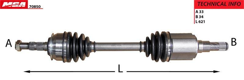 MGA 70850 Axle Left (Chevrolet: Cruze 1.6 09 >) — Axles, CV Joints & Boots