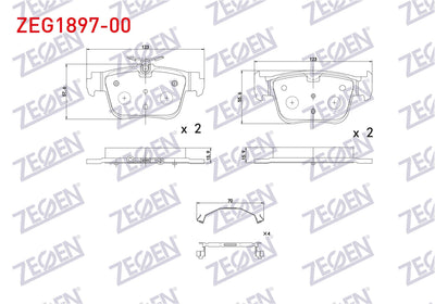 Zegen ZEG1897-00 Brake Pad Rear 300mm Disc VW Golf VIII-Caddy V 2020-/ Skoda Octavia IV (Nx3) 2020-/ Seat Leon ( — Brake Pads