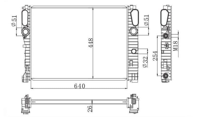MGA 80654 Water Radiator Brazing Radiator A / T (Mercedes: CLS 500E 220E 200E 500) — Radiators & Fans