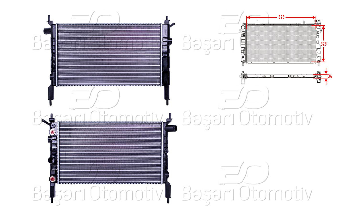 AUTOLUX 1300115 Water Radiator Mechanical At 525X328x34 Opel Astra F 1.4 Automatic 91 > — Radiators & Fans