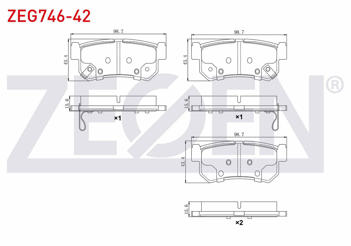 Zegen ZEG746-42 Brake Pad Rear Ssangyong Musso (Fj) 2.2 TD 1993-2004 — Brake Pads
