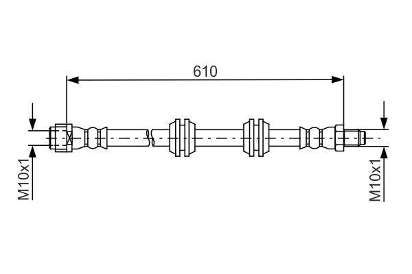 Bosch 1987481744 Brake Hose Rear Mercedes W164 X164 — Brake Hydraulics
