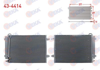 Veka 43-4414 A/C Condenser Volkswagen Passat (3C2) 1.6 FSI A-T / M-T 2005-2008 — Condensers & Evaporators