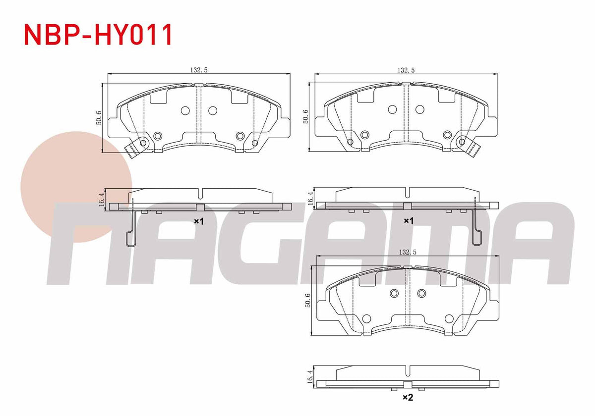 NAGAMA NBP-HY011 Brake Pad Front with Wear Indicator Hyundai i10 (Ia) 1.2 2013-/ Hyundai i10 (Ia) 1.0 2013