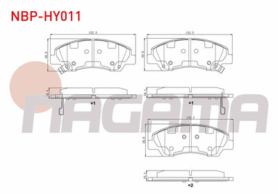 NAGAMA NBP-HY011 Brake Pad Front with Wear Indicator Hyundai i10 (Ia) 1.2 2013-/ Hyundai i10 (Ia) 1.0 2013