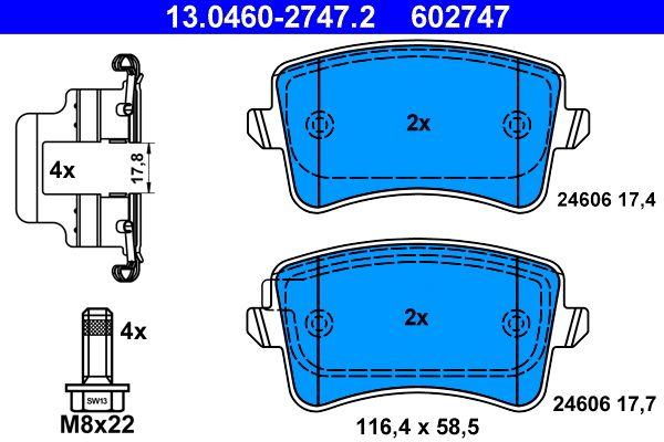 ATE 13.0460-2747.2 Brake Pad Rear A4/A5/Q5 07>17 — Brake Pads