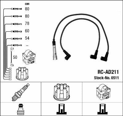NGK Audi Ignition Cable Set - Durable Copper Wires — Ignition Control