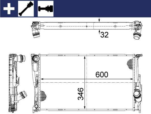 MAHLE CR1083000S Radiator - Fits BMW 1 Series (E81-E87), 3 Series (E90-E91), X1 (E84) — Radiators & Fans