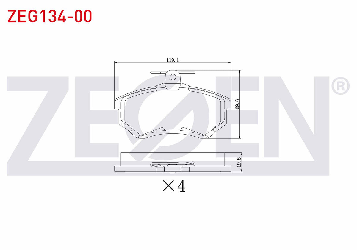 Zegen ZEG134-00 Brake Pad Front Audi 80 2.0 1986-1991 / 100 1.8 1982-1990 / Chery Alıa 2006-2013 / Tiggo 2006-20 — Brake Pads