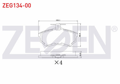 Zegen ZEG134-00 Brake Pad Front Audi 80 2.0 1986-1991 / 100 1.8 1982-1990 / Chery Alia 2006-2013 / Tiggo 2006-20 — Brake Pads