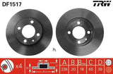 TRW DF1517 Front Brake Disc - Ventilated 239mm for Golf, Polo, Jetta — Brake Rotors & Drums