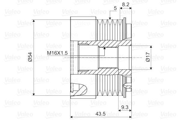 valeo 588007 alternator pulley front view, valeo 588007 alternator pulley side view, valeo 588007 alternator pulley specifications VALEO 588007 Alternator Pulley - Essential Replacement for Car Owners and Mechanics | Size: 57 mm VALEO 588007 Alternator Pulley for Cars valeo, alternator-pulley, car-owners, mechanics, auto-parts, engine-replacement, vehicle-maintenance, torx-bolt, car-repair, ai-generated