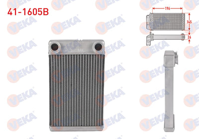 Veka 41-1605B Heater Core Brazing Chevrolet Aveo 1.2 16V-1.3D-1.4 2011-2014 / Trax 1.4-1.6 2012-2014 / Opel — Heater & Blower