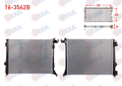 Veka 16-3562B Water Radiator Brazing Renault Megane IV (B9a / M_) 1.5 dCi M-T Ac + /-Thickness: 26mm 2016 — Radiators & Fans