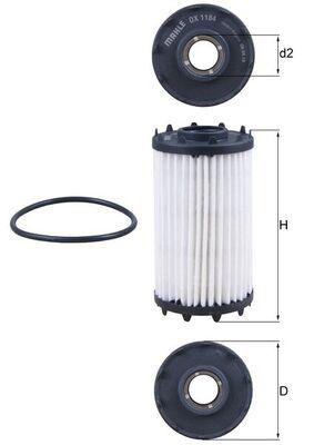 Mahle OX1184D Oil Filter VW Touareg 18- Audi A4 16-A6 19-Q7 16-Q8 19- Porsche Cayenne 17- — Oil Filters