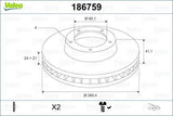 VALEO Brake Disc 186759 - Front Axle Ventilated Disc for Corsa C 1.4-1.6 — Brake Rotors & Drums