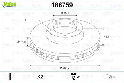 VALEO Brake Disc 186759 - Front Axle Ventilated Disc for Corsa C 1.4-1.6 — Brake Rotors & Drums