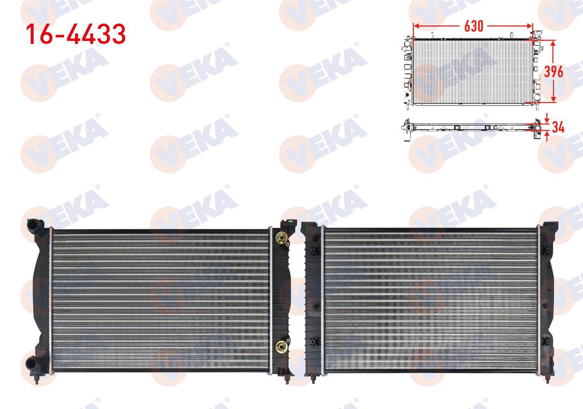 Veka 16-4433 Su Radiator Mechanical Audi A4 (8E2,B6) 1.8 A-T Ac + 2000-2004 — Radiators & Fans