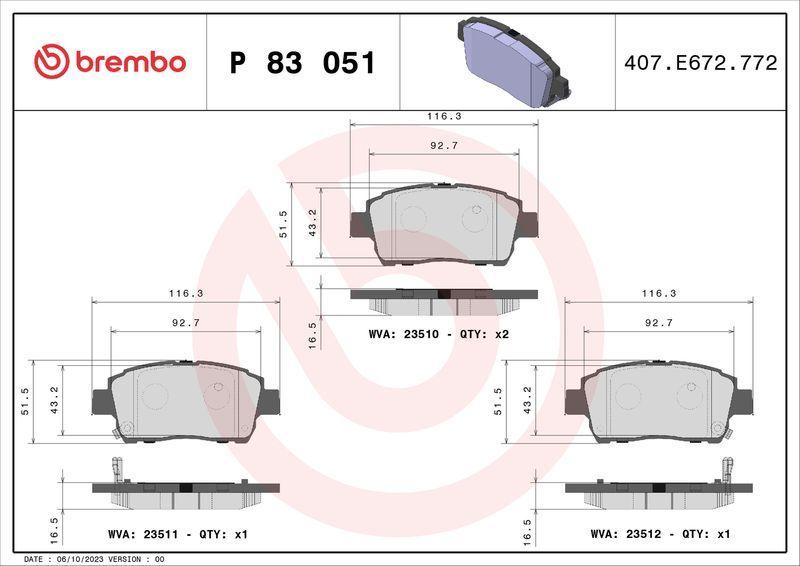 Brembo P83051 Low-Metal Brake Pads for Toyota Yaris & Corolla