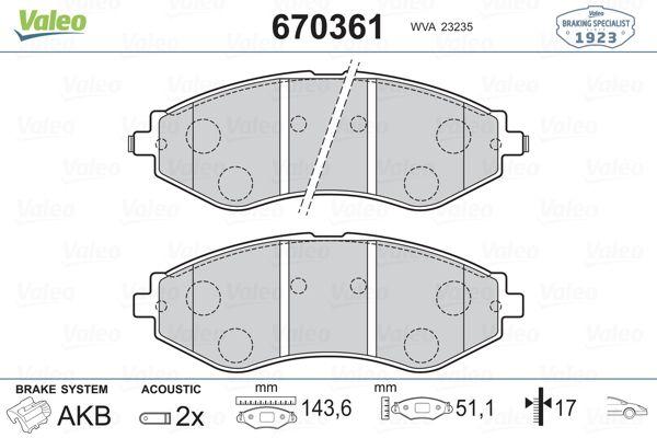 Valeo 670361 Brake Pad Chevrolet Lacetti 04 > Front Rezzo 05-10 / Daewoo Nubira 97-99 — Brake Pads
