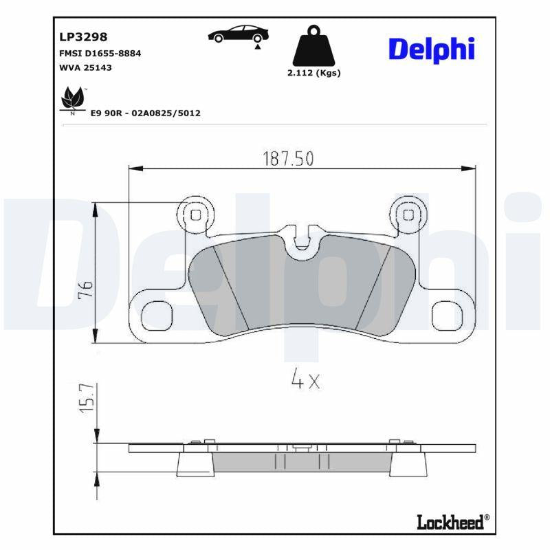 Delphi LP3298 Brake Pad Rear Porsche 911 25143 — Brake Pads