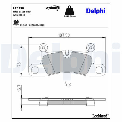 Delphi LP3298 Brake Pad Rear Porsche 911 25143 — Brake Pads