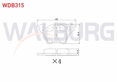 WALBURG WDB315 Brake Pad Rear Mercedes Vito (638) 110 CDI 1997-2003 / Vito (638) 108 CDI 1997-2003 — Brake Pads