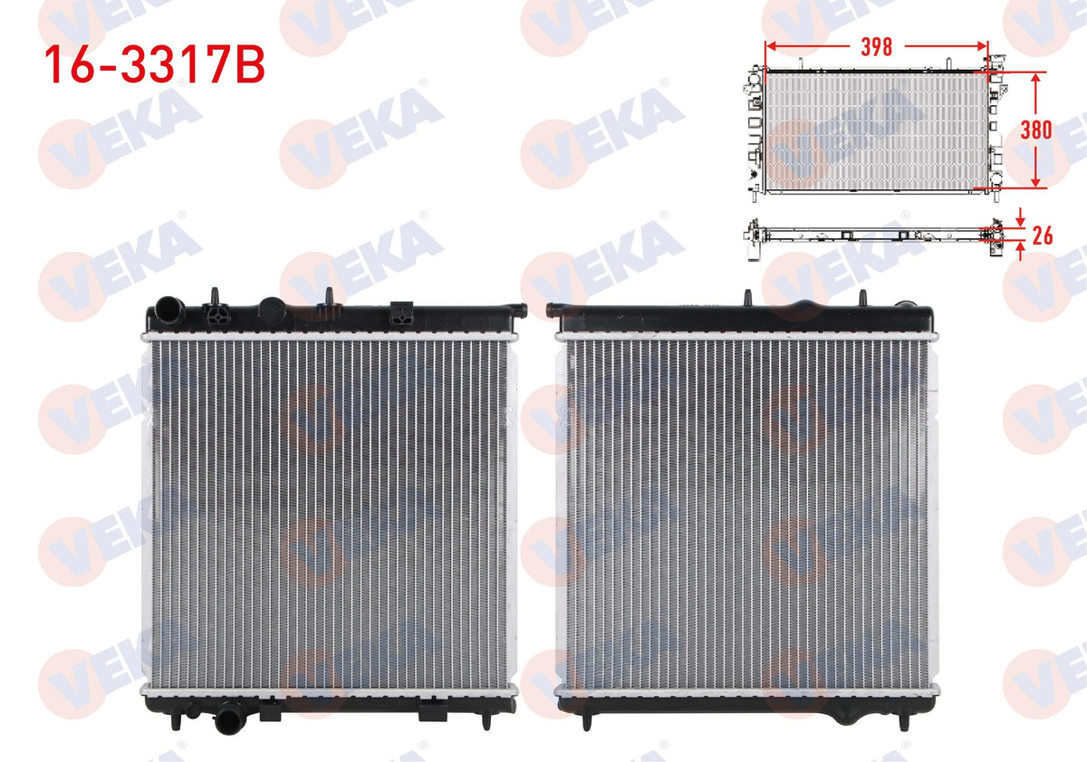 Veka 16-3317B Water Radiator Brazing Citroen C3 (Fc) 1.4 HDi M-T 2002-2009 — Radiators & Fans