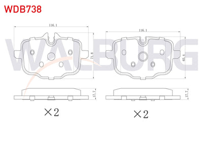 WALBURG WDB738 Brake Pad Rear BMW 5 Series (F10) 535 D 2010 — Brake Pads