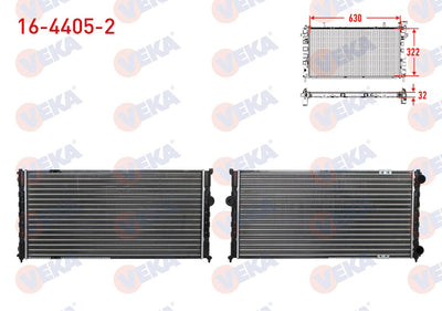 Veka 16-4405-2 Water Radiator Mechanical Volkswagen Polo Classic (6Kv2) 1.6 Aft Motor M-T Ac-1995-2001 — Radiators & Fans