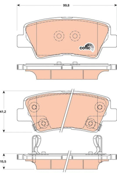 TRW GDB3494 Brake Pad Rear Hyundai Accent Blue Bayon Elantra i20 i30 Tucson Kia Sportage Stonic Optima