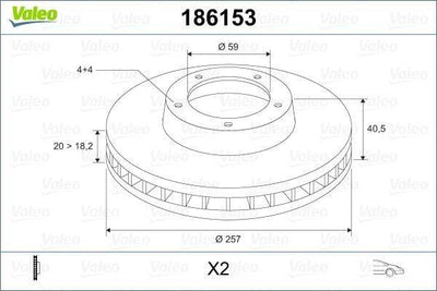 VALEO 186153 Disc Brake for Doblo 1.9, Alb 1.3, Mra 1.8 — Brake Rotors & Drums
