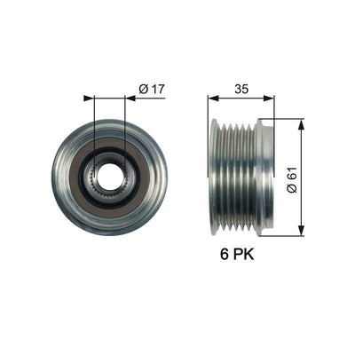GATES Alternator Pulley OAP7166 - Compatible with Touareg, Q7, Cayenne — Starting & Charging