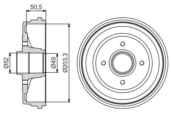 Bosch 0986477205 Brake Drum Clio III/Modus/Logan — Brake Rotors & Drums