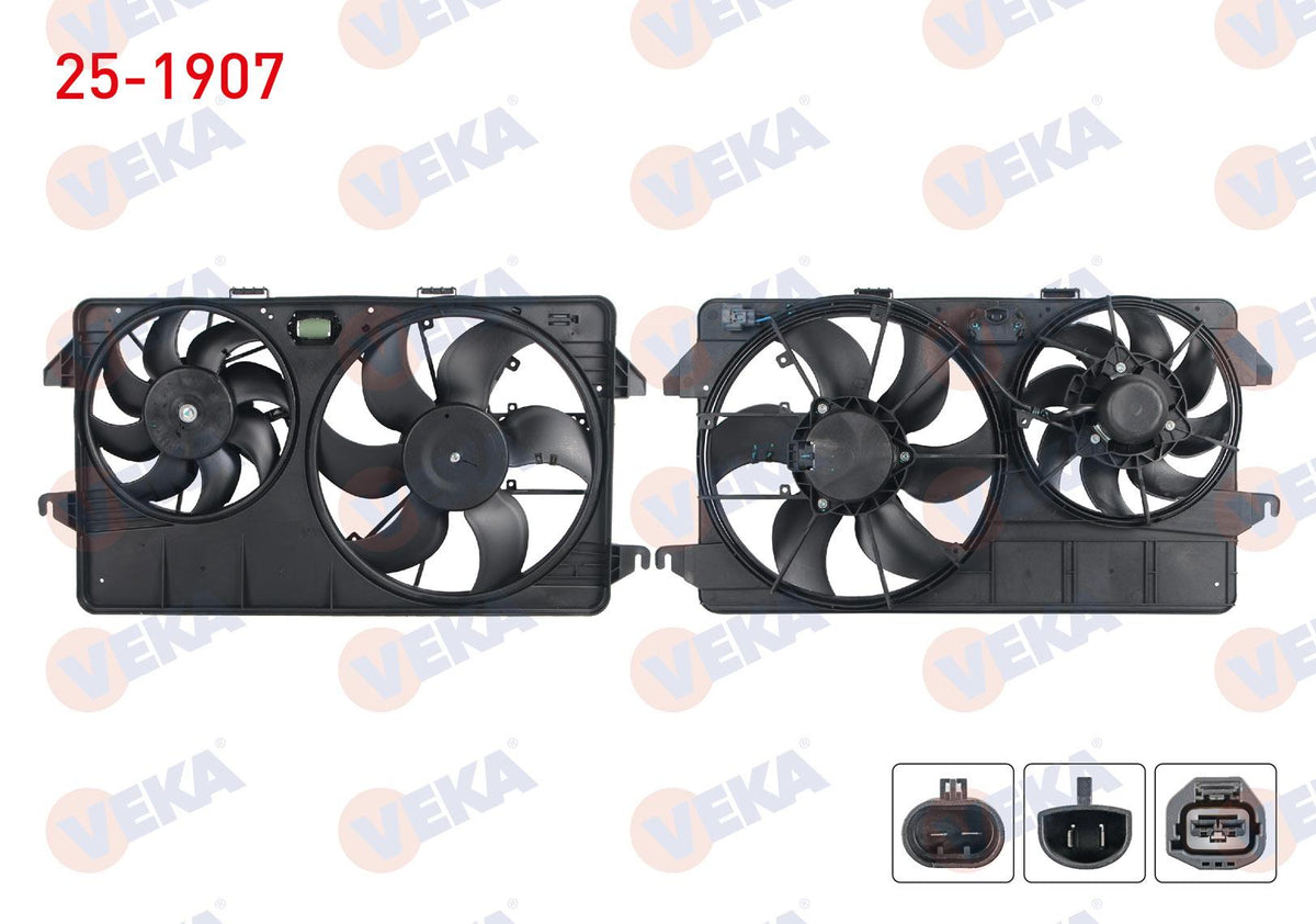 Veka 25-1907 Fan Motor Su Radiator with Shroud Twin Fan Ford Transit Connect 1.8 TDCi Ac + 2002-2013