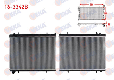 Veka 16-3342B Water Radiator Brazing Citroen C4 1.6 HDi A-T / M-T-2.0 M-T 2004-2009 / Peugeot 307 1.6 HDi — Radiators & Fans