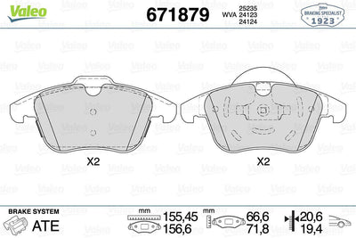 Valeo 671879 Brake Pad Front Range Rover Evoque 2.0-2.2Td4 2.2Sd4 06 / 11 — Brake Pads