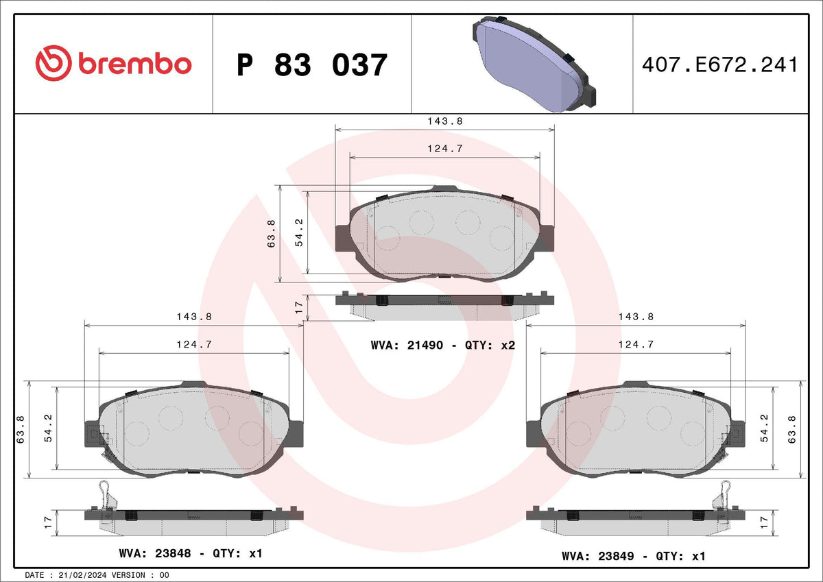Brembo P83037 Brake Pad Front Lexus Gs 300 400 430 Toyota Arısto 3.0 90-97