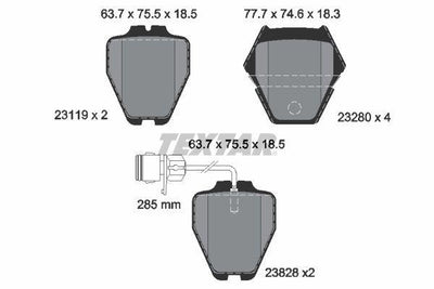 TEXTAR Brake Pads 2311901 for VW A8 2.5, 3.7 TDI - Front Disc Brake Set