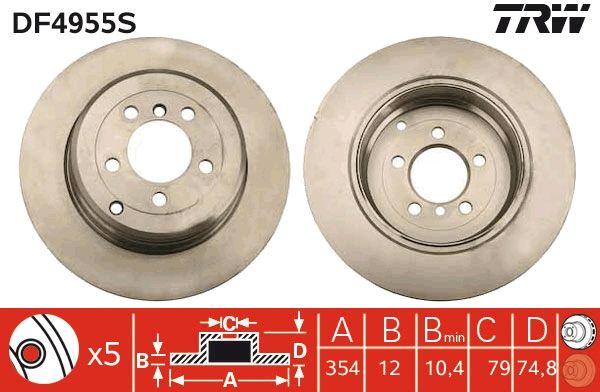 TRW DF4955S Rear Brake Disc Land Rover Range Rover III 3.0-3.6 05-13 Set — Brake Rotors & Drums