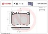 BREMBO P50114 Brake Pads - Front for Mercedes W222
