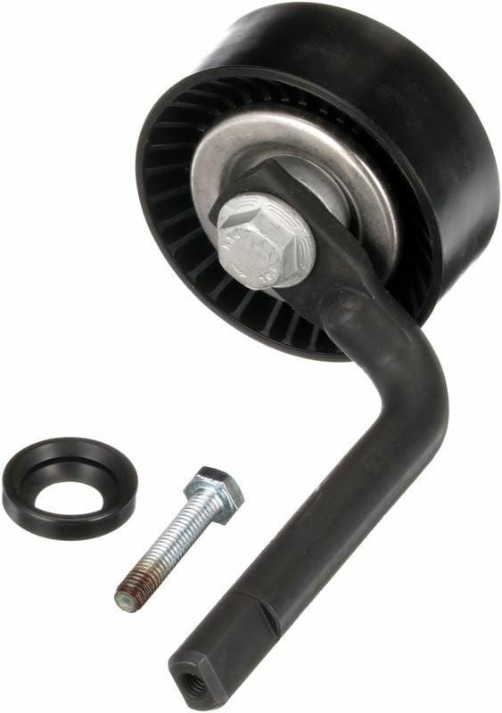 gates t39005 v belt tensioner for bmw 3 series and 5 series, close up of gates t39005 v belt tensioner GATES T39005 V Belt Tensioner for BMW 3 Series (E46-E90-E91-E92) and 5 Series (E60-E61) GATES V Belt Tensioner T39005 for BMW 3 Series & 5 Series gates, v-belt-tensioner, bmw-parts, car-maintenance, mechanic-tools, automotive, car-repair, engine-parts, car-owners, ai-generated