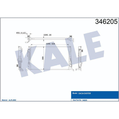 Kale 346205 Water Radiator Dacia Duster 1.5 dCi 2010> — Radiators & Fans