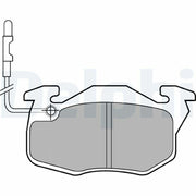 delphi lp490 brake pad set front view, delphi lp490 brake pad set side view, delphi lp490 brake pad installation guide DELPHI LP490 Brake Pad Set for R9, R11, R19 - Low-Metallic Material | Front Disc Brake DELPHI LP490 Brake Pad Set - Low-Metallic Material delphi, brake-pads, low-metallic, brake-system, car-parts, automotive, mechanics-tools, braking-performance, vehicle-maintenance, ai-generated