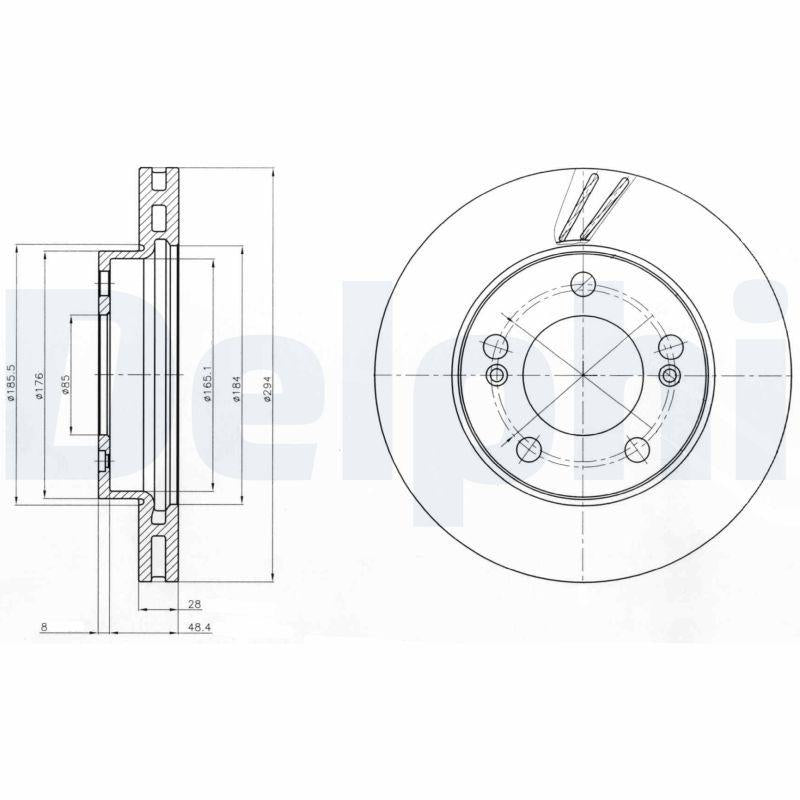 Delphi BG4206 Brake Disc Front Actyon Kyron 294mm Air