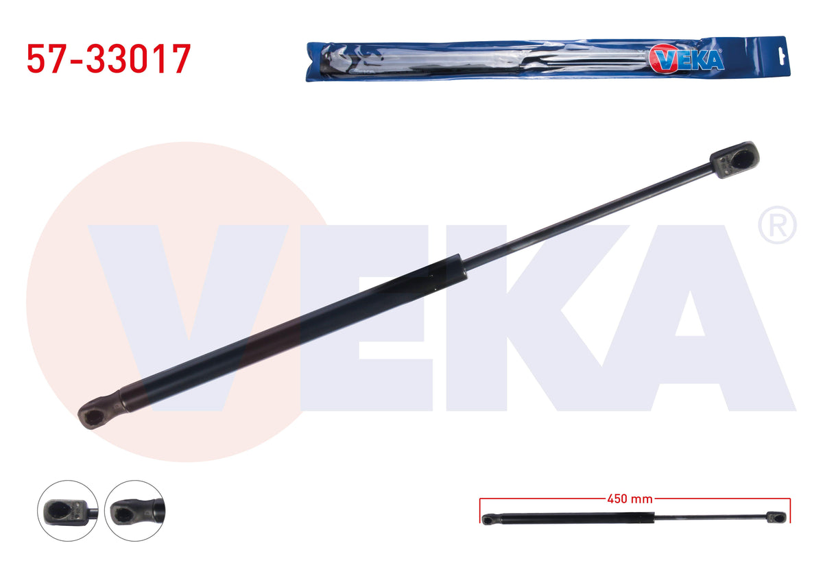 Veka 57-33017 Trunk Gas Strut 450mm / 385N Peugeot 3008 2009-| Set of 2 — Support Rods & Struts