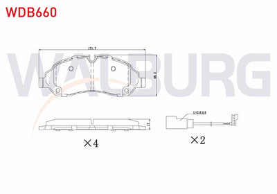 WALBURG WDB660 Brake Pad with Connector Front Ford Transit (V363, V710) (Pair Wheel) 2.2 TDCi 17.00mm 2014 — Brake Pads