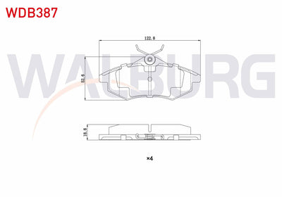 WALBURG WDB387 Brake Pad Front Citroen C3 (Fc) 1.4 VTI 2002-2009 / C3 (Fc) 1.4 HDi 2002-2009 / C2 (Jm) 1.4 2003 — Brake Pads